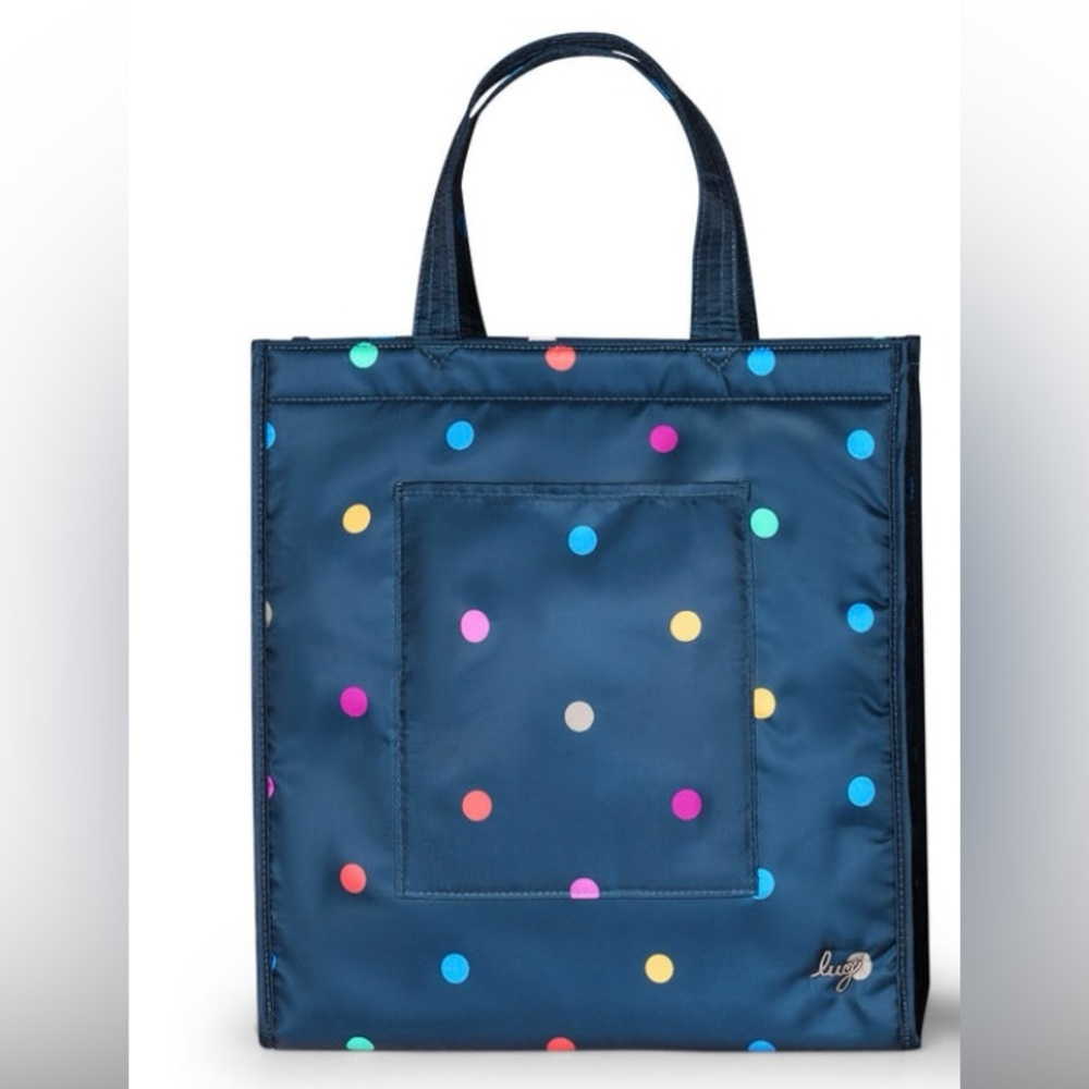🟣🟡🔵 NWT Lug Runner 1 piece Tote in Multi Dot Navy 🟣🟡🔵